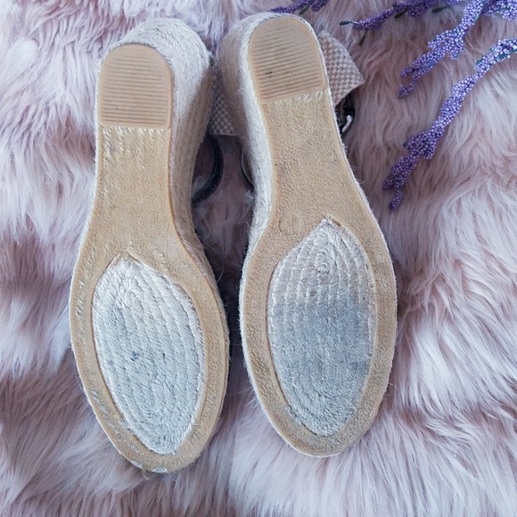 Coach Black Wedge Ankle Strap Peep Toe Espadrilles - Picture 6 of 8